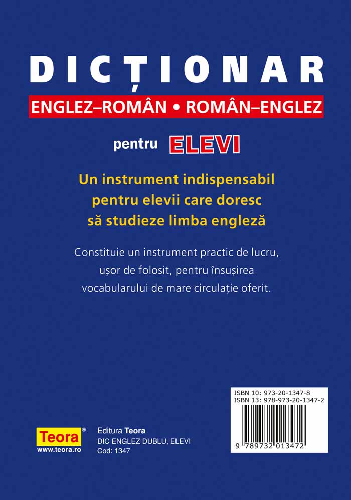 Dictionar englez-roman, roman-englez pentru elevi- coperta cartonata